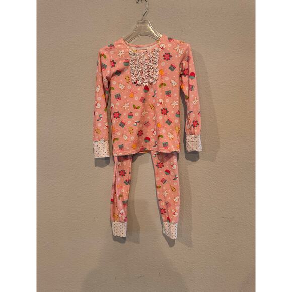 Cheeky Plum Girls' Size 10Y Printed Long Sleeve Two-Piece Pajama Set Pink - Picture 1 of 4